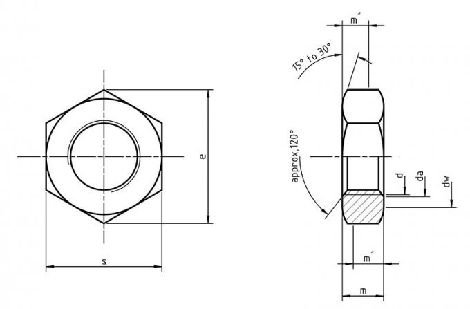 Metryczna nakrętka DIN 936 Cienka nakrętka Niskoprofilowa nakrętka sześciokątna 17H Nakrętki ze stali węglowej M8 do M52 0