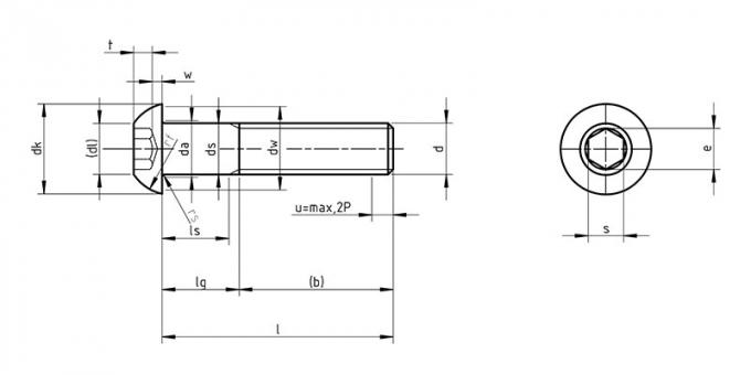 Metryczny ISO 7380 Śruba z łbem walcowym z gniazdem sześciokątnym 8.8 10.9 Stal 0