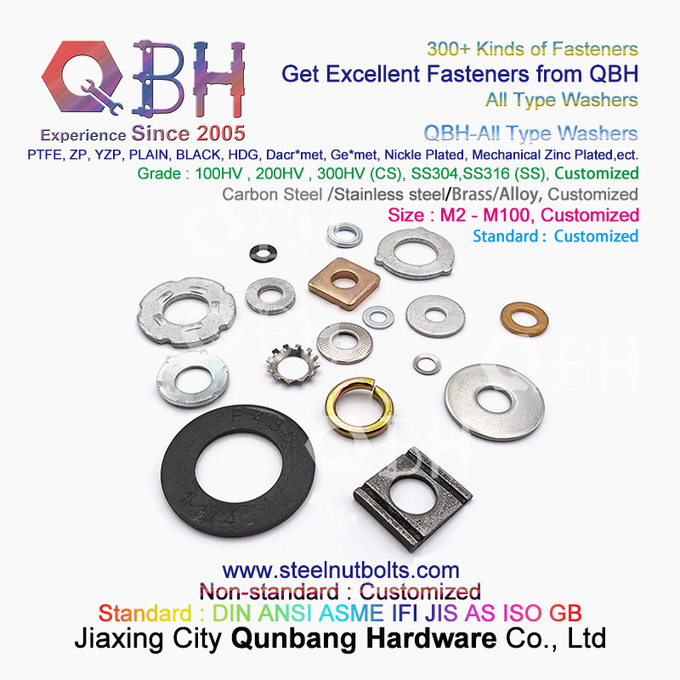 QBH DIN125 DIN127 F436 F436M F959 F959M DIN434 DIN436 NFE25-511 Wszystkie rodzaje płaskiej sprężyny stożkowej zębatej okrągłej podkładki kwadratowej 0